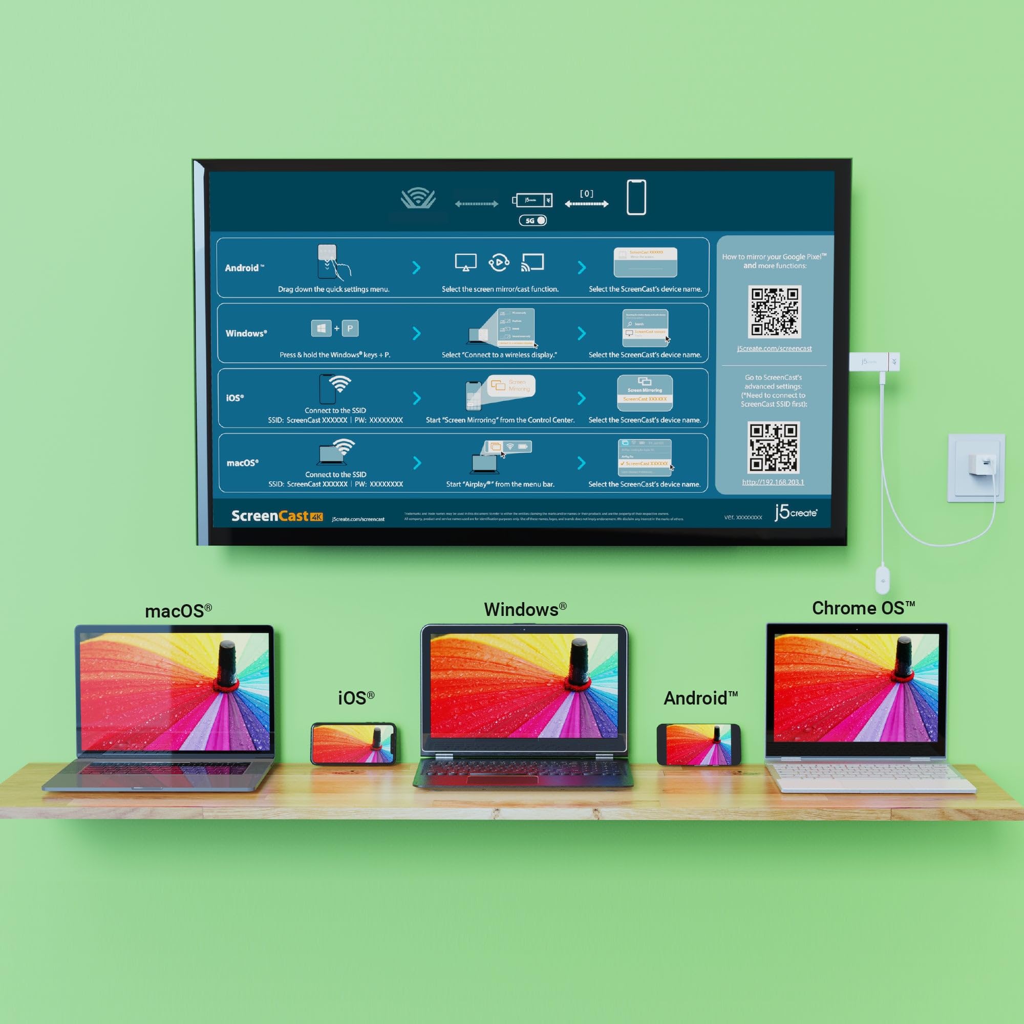 j5create JVAW76-N Étendeurs sans Fils ScreenCast 4K HDMI™