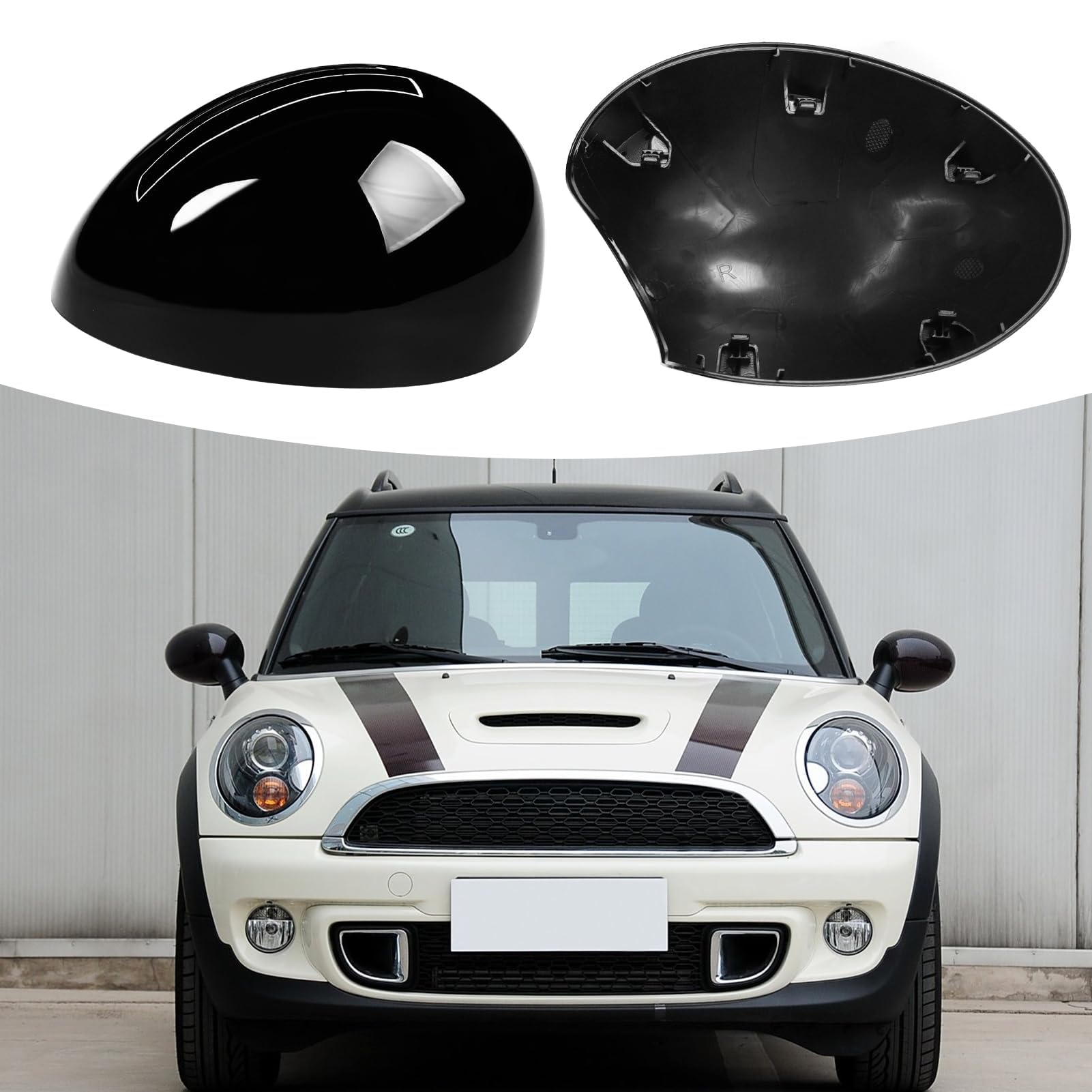TTCR-II 2 PCS Carcasa Retrovisor Compatible con Mini Cooper R56 Cubiertas de Repuesto R55 R56 R57 R58 R59 R60 R61 Tapas de Espejo 2007-2015 Carcasa Retrovisor Mini Clubman (Espejo Plegable Manual)