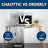 Vista 3 de WurdeWindig - Red de gestión de cables, kit de administrador de cables negro, malla flexible debajo del escritorio, organización de cables