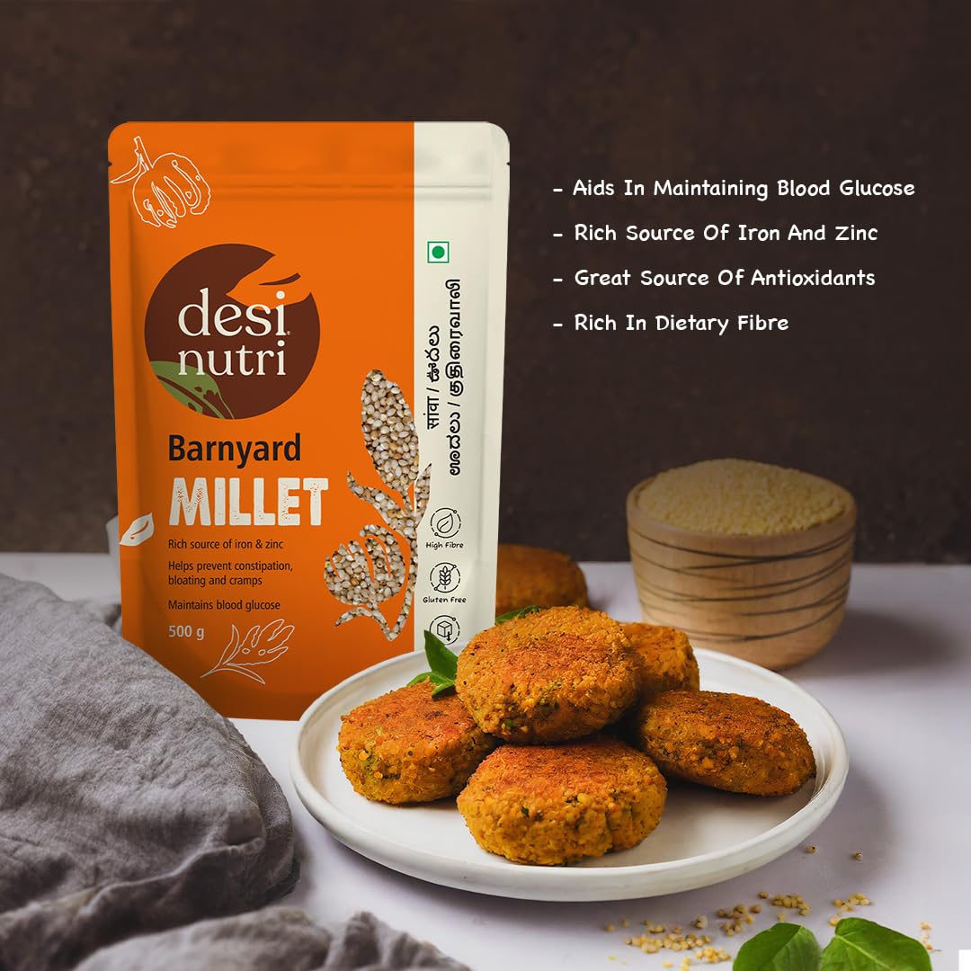 Desi Nutri Barnyard Millet Natural Grains | Millets | Natural Grains | Odalu | Oodulu | Sanwa | Barnyard Millet - 500 gms | Rich in Fiber and Protein