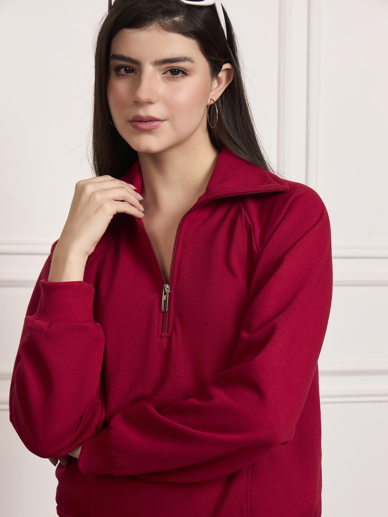 StyleStone Women's Maroon Fleece Tracksuit with front Zip(4405MaroonRoxyL) 2