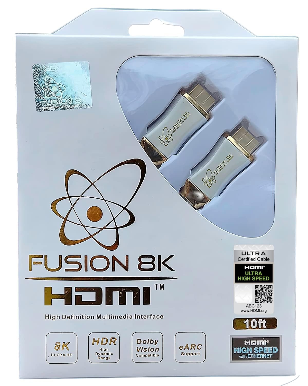 Fusion8K White HDR HDMI 2.1 Certified Cable Supports 10K 8K @60Hz and 4K @120Hz Compatible with Dolby Vision and All TVs, BluRay, Xbox Series X, PS5 (