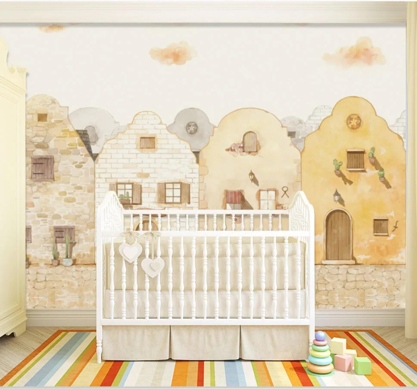 Retro Cartoon Hand Drawn House Unique 3D Wallpaper Easy Install Feature Office Living Room Sofa Bedroom TV Background Wall Decoration-400cm×280cm