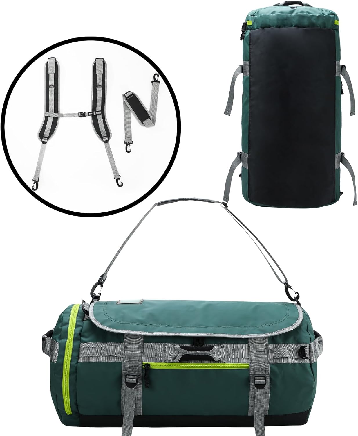 MIER Large Duffel Backpack Sports Gym Bag with Shoe Compartment, Heavy Duty and Water Resistant, Green, 60L - Image 6