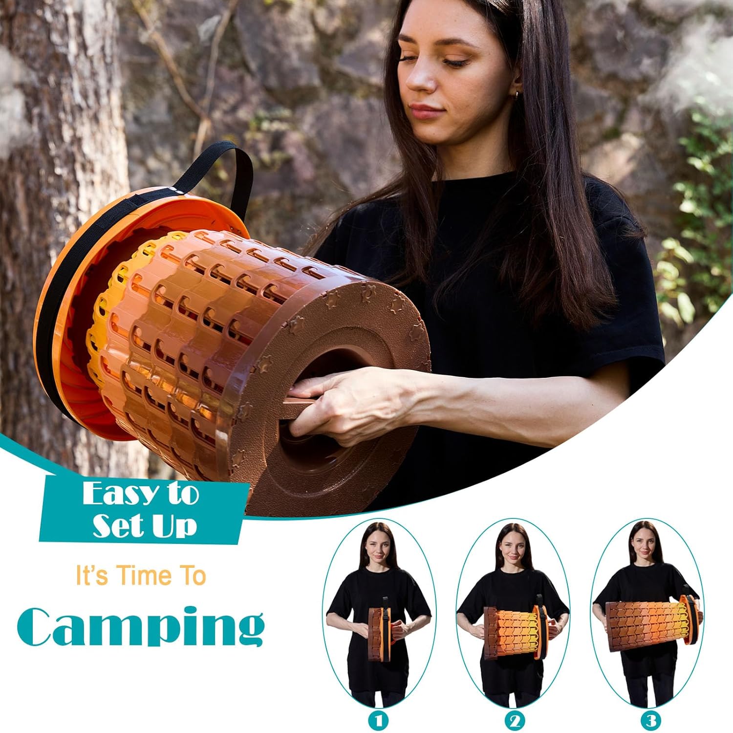 Spisces Upgraded Collapsible Stool with Cushion, 1000 lbs Capacity & 19.7-in High, Wider & Taller Heavy Duty Portable Telescoping Foldable Seat for Adults Camping, Travel, Music Festivals, Outdoors