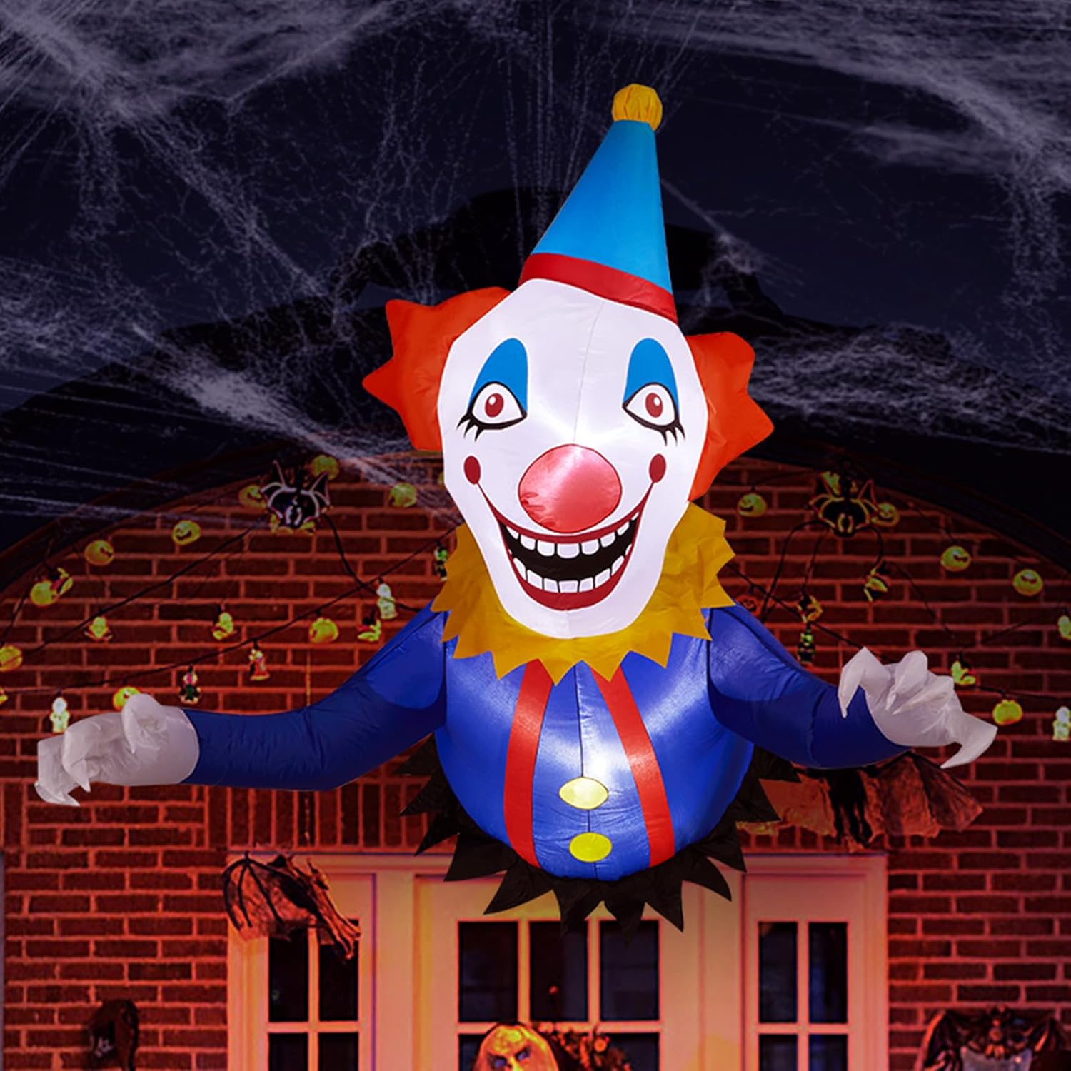 VINGLI Inflatable Halloween Outdoor Decorations Window Hanging,People Standable, Blow Up Yard Decorations, Built-in LED Lights Décor for Indoor Home Party Garden Lawn Store, 3.3FT Clown