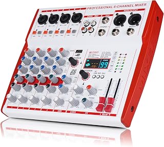 Yamnweo MW-6 White 6-Channel DJ Audio Mixer with 99 DSP Effects – Portable for Streaming, Podcasting, Parties & Recording