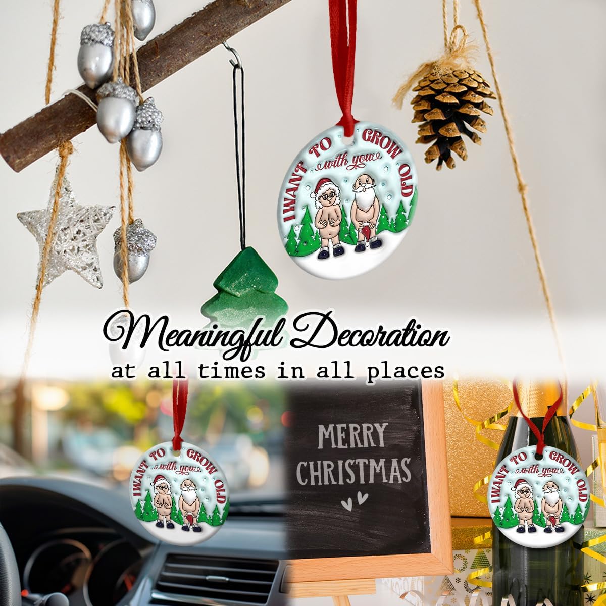 Funny Ornaments for Older Couples, Husbands, Wifes - Ceramic Ornament for Christmas - I Want to Grow Old with You Gift for Him, Her - Newly Couple Anniversary Keepsake - Image 5