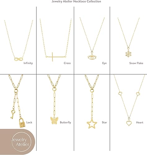 Miniatura 6 de Jewelry Atelier Colección de collares con dije relleno de oro Collar con colgante de oro amarillo de 14 quilates con cadena de clip sólida para