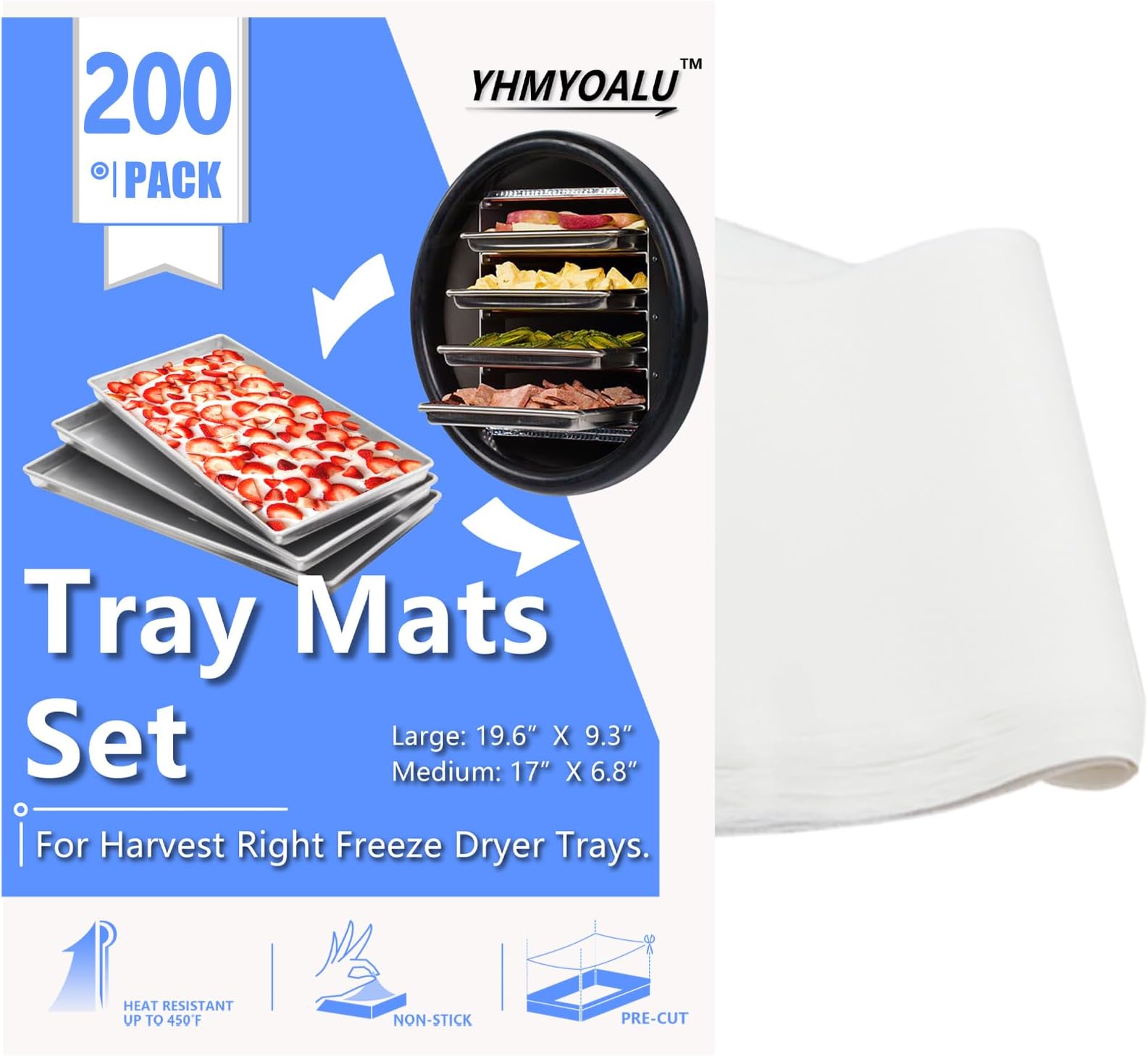 Tray Mats Set for Harvest Right Freeze Dryer Trays, Accessories for Harvest Right Freeze Dryers, Already pre-cut, Disposable Tray Mats Compatible with Harvest Right Freeze Dryer Medium Trays (200 PCS)