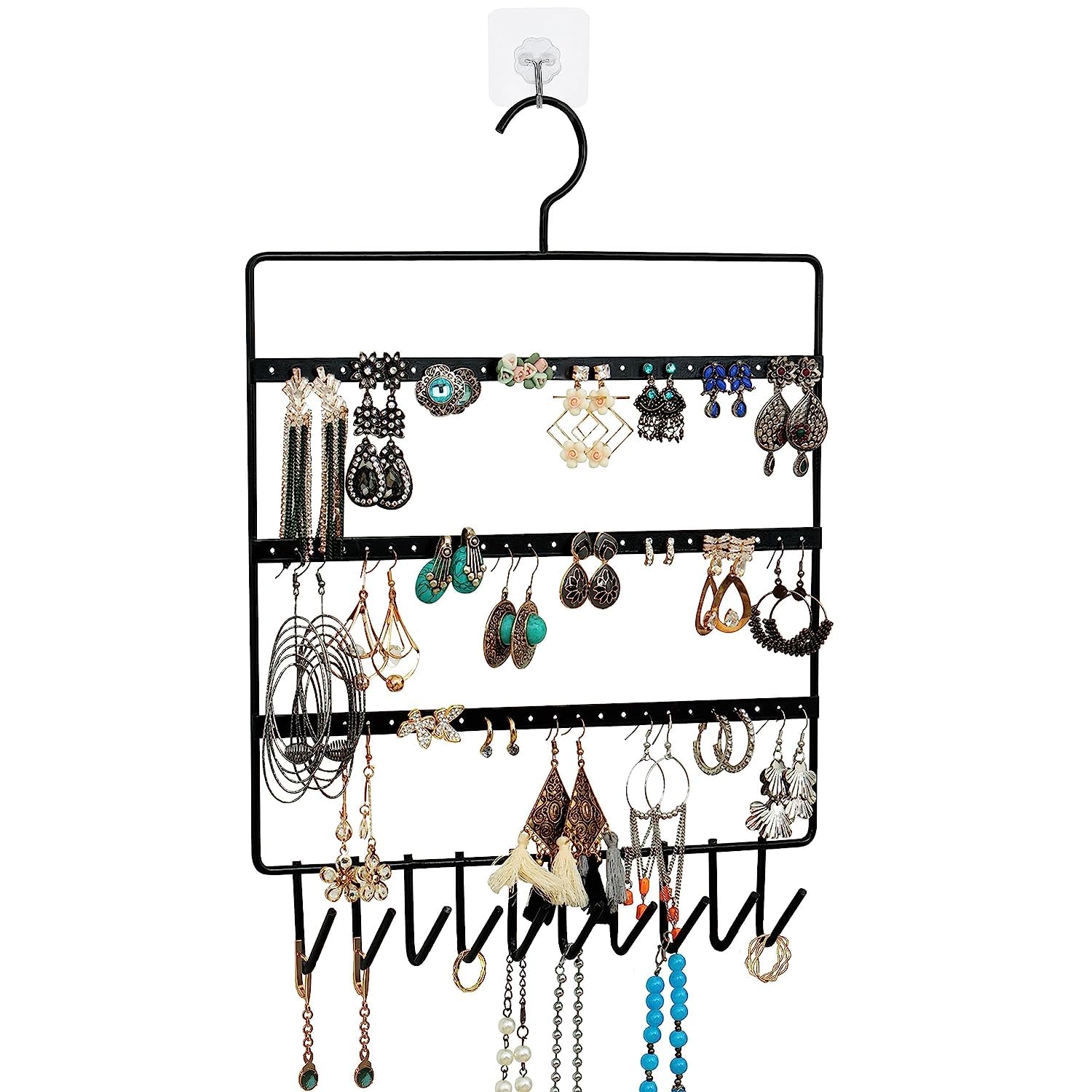 TechSrmaji Women Wall Hanging Metal jewellery Organizer, Earring