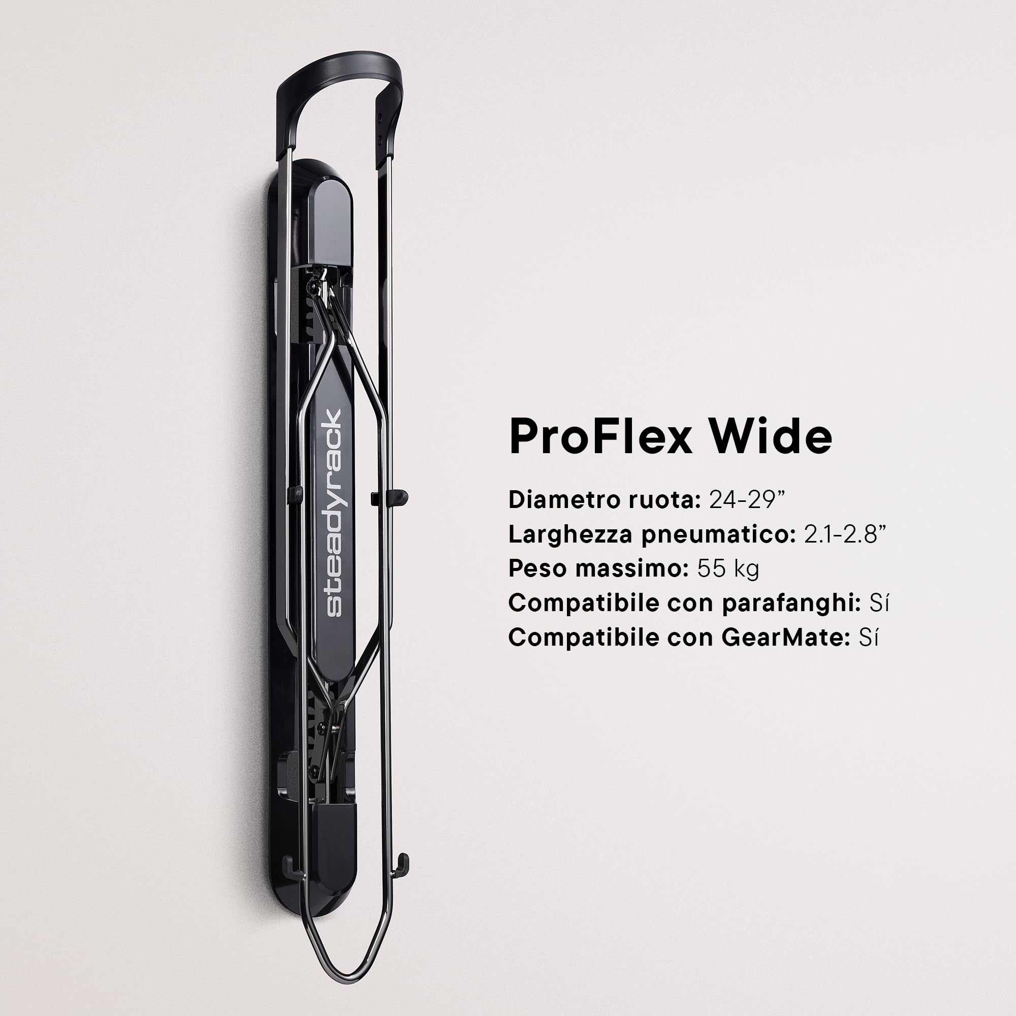Steadyrack Portabici Mountain Bike – l’originale sistema di stoccaggio verticale da parete – adatto a pneumatici larghi – design salvaspazio con funzione pivotante – robusto portabici in acciaio p