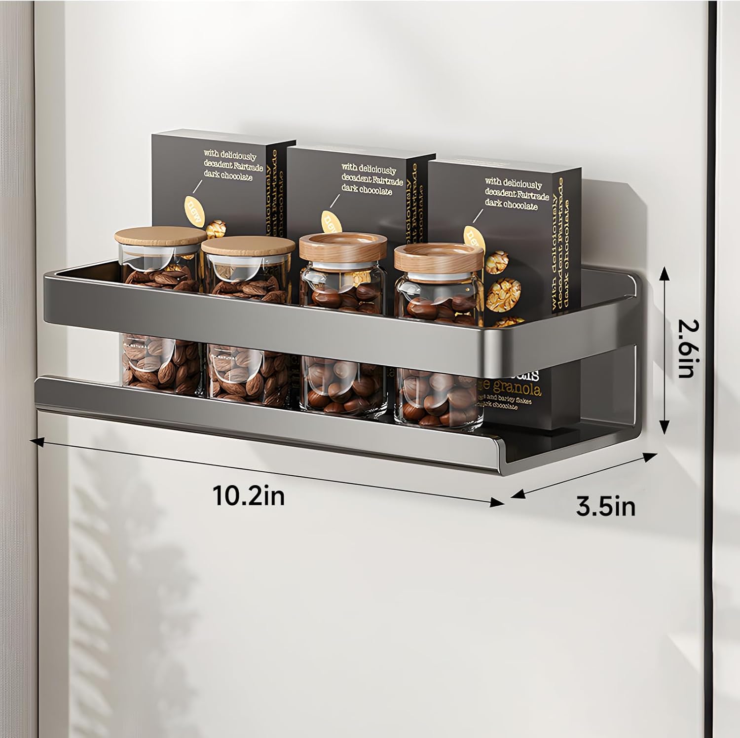 4 Pack Metal Magnetic Shelf Include Magnetic Spice Rack for Refrigerator,Magnetic Paper Towel Holder,Magnetic Hooks,refrigerator side rack Space-saving design,Small Space Organization