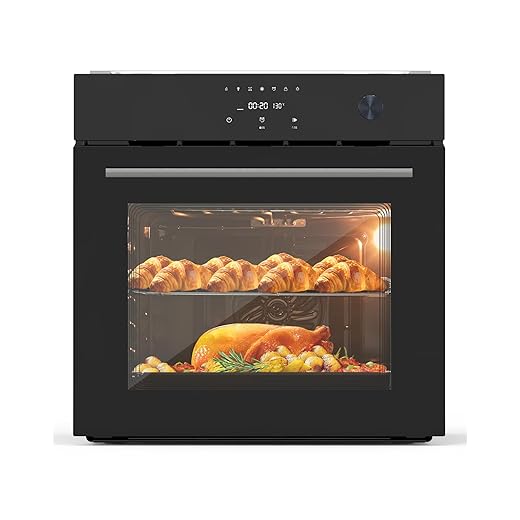 24 Inch Built-in Electric Convection Oven, 2.5 Cu.Ft Single Wall Oven with 8 Smart Modes, 3d Heating & Touch Control for Home Kitchen, Stainless Steel