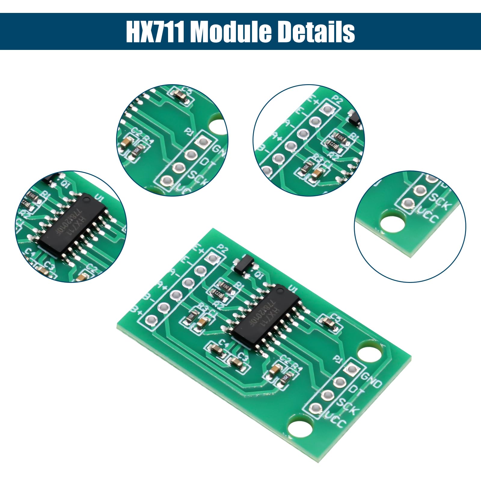 HX711 Weighing Sensor Moduli Binghe 5 Pezzi HX711 Modulo Sensore di Pesatura 24 Bit A/D Modulo sensore di pesatura ad alta precisione HX711 Compatibile con Arduino
