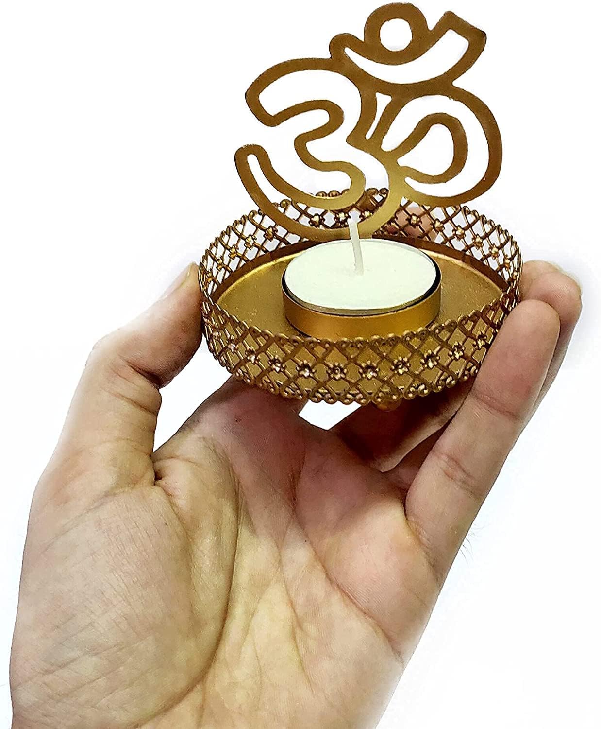 Satvik Wholesale 50 PC OM Shadow Diya for Diwali Decoration Traditional Decorative Murti Statue Home/Office Religious Tea Light Candle Holder Stand Indian Housewarming Return Gift Items Ridhi Sidhi
