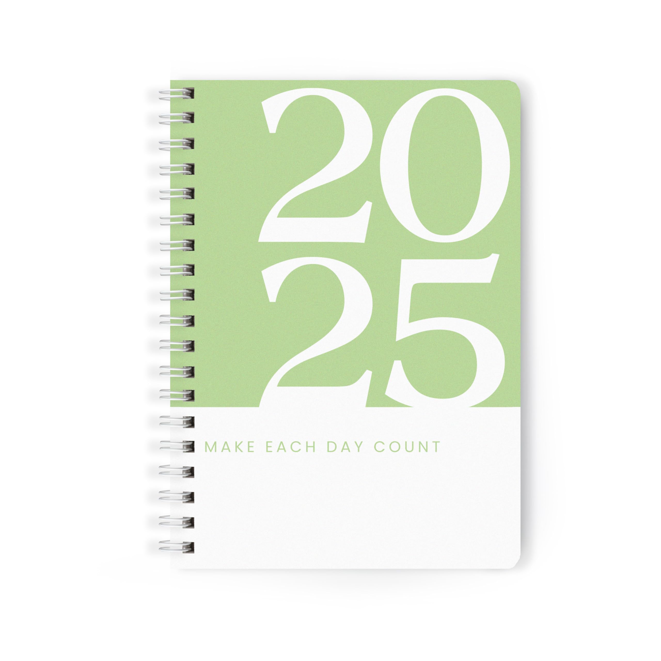 Papboo A5 Handy, Hardcover, Hardbound 2025 Diary with Calendar, Easy to Carry White Spiral Wiro Notebook: 80 GSM Paper, Ruled, 188 Pages, Journal, Diary, Gift(Green)