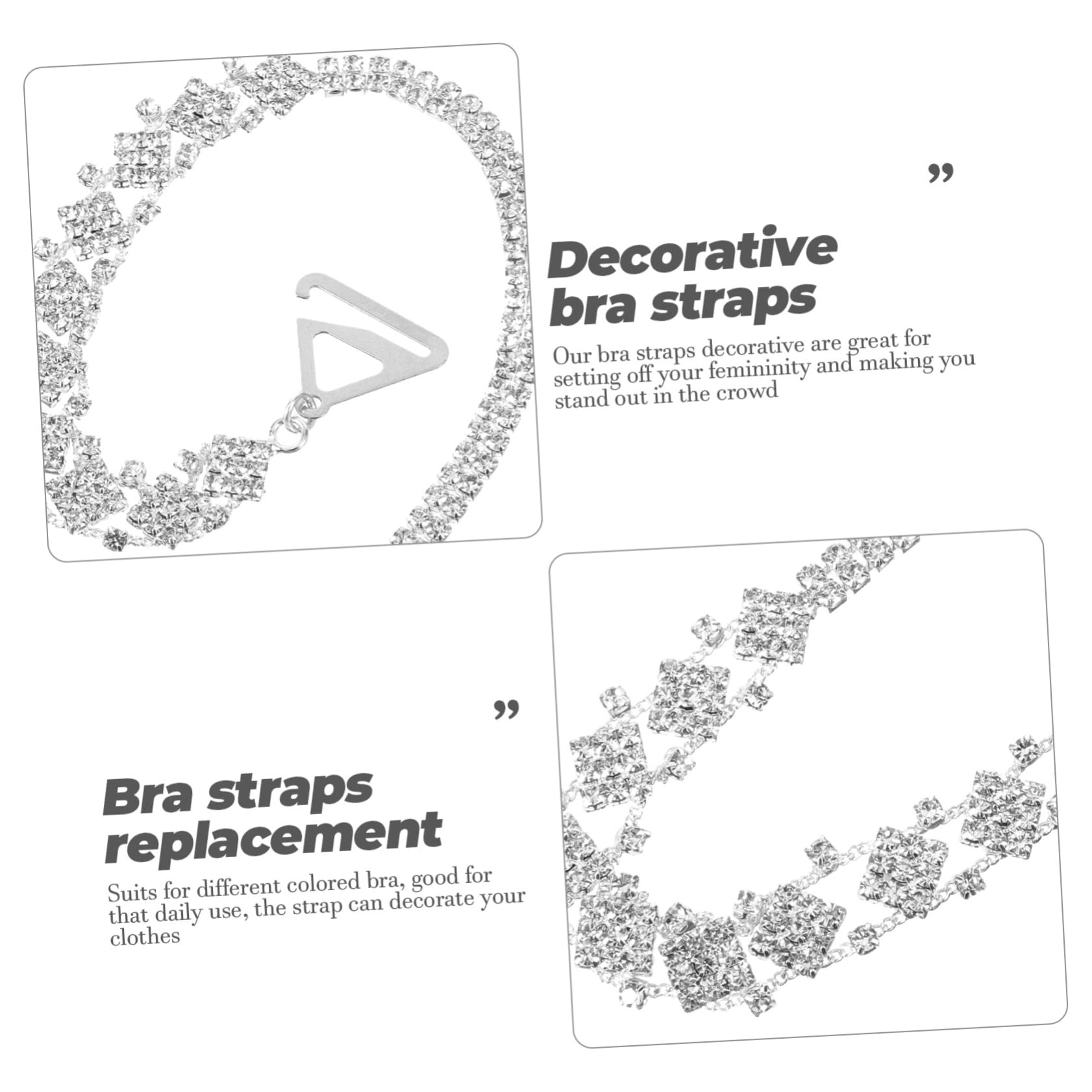 Beavorty Tirantes De Sujetador Invisibles Extraíbles Ajustables Para Boda Lencería Vestido Tirantes De Hombro Correas De Tocador Tirantes De Diamantes De Imitación Metal Plateado