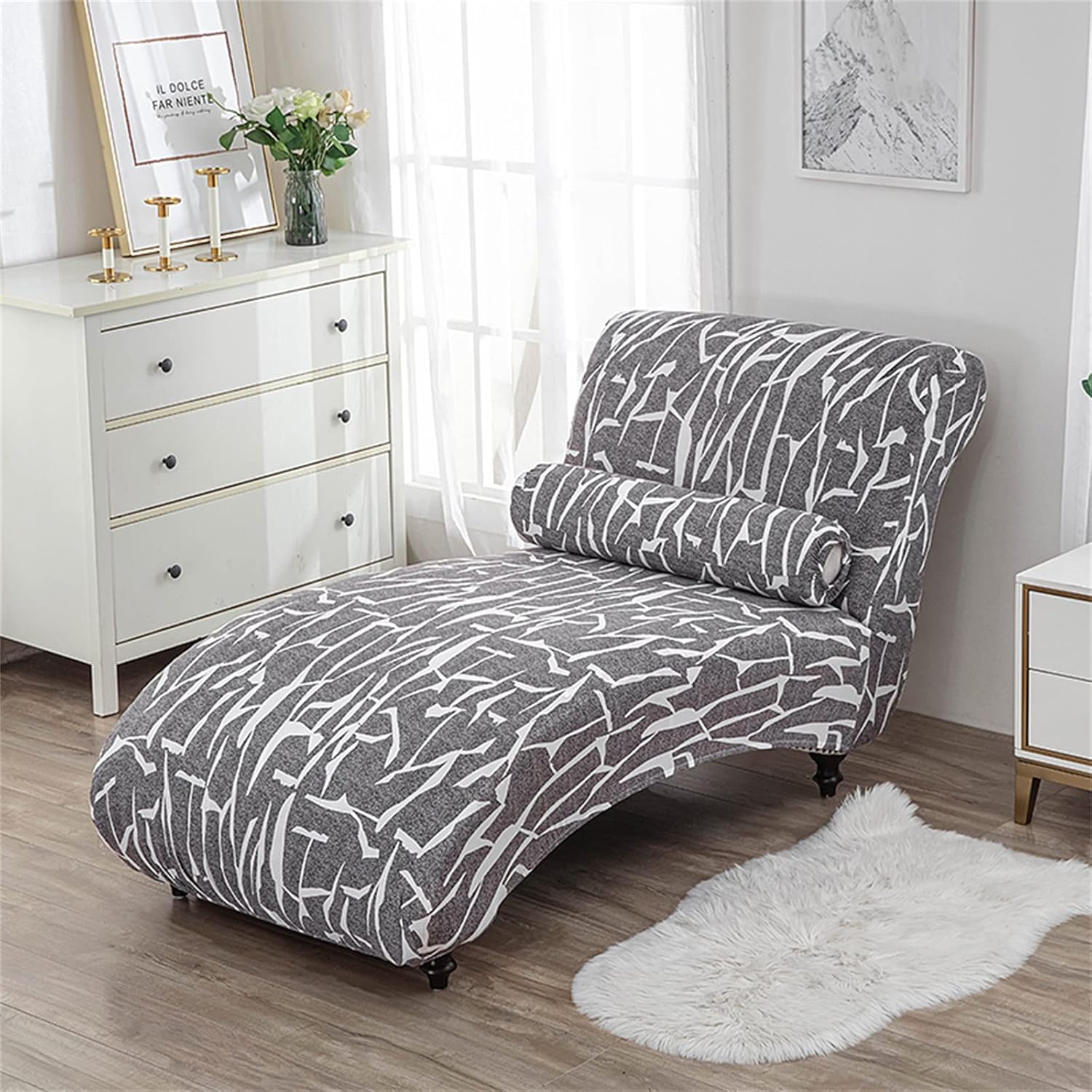 Chaise Lounge Cover Stretch Chaise Chair Covers Chaise Slipcover Armless Chaise Lounge Indoor Furniture Slipcover for Living Room Bedroom Machine Washable (New-2)