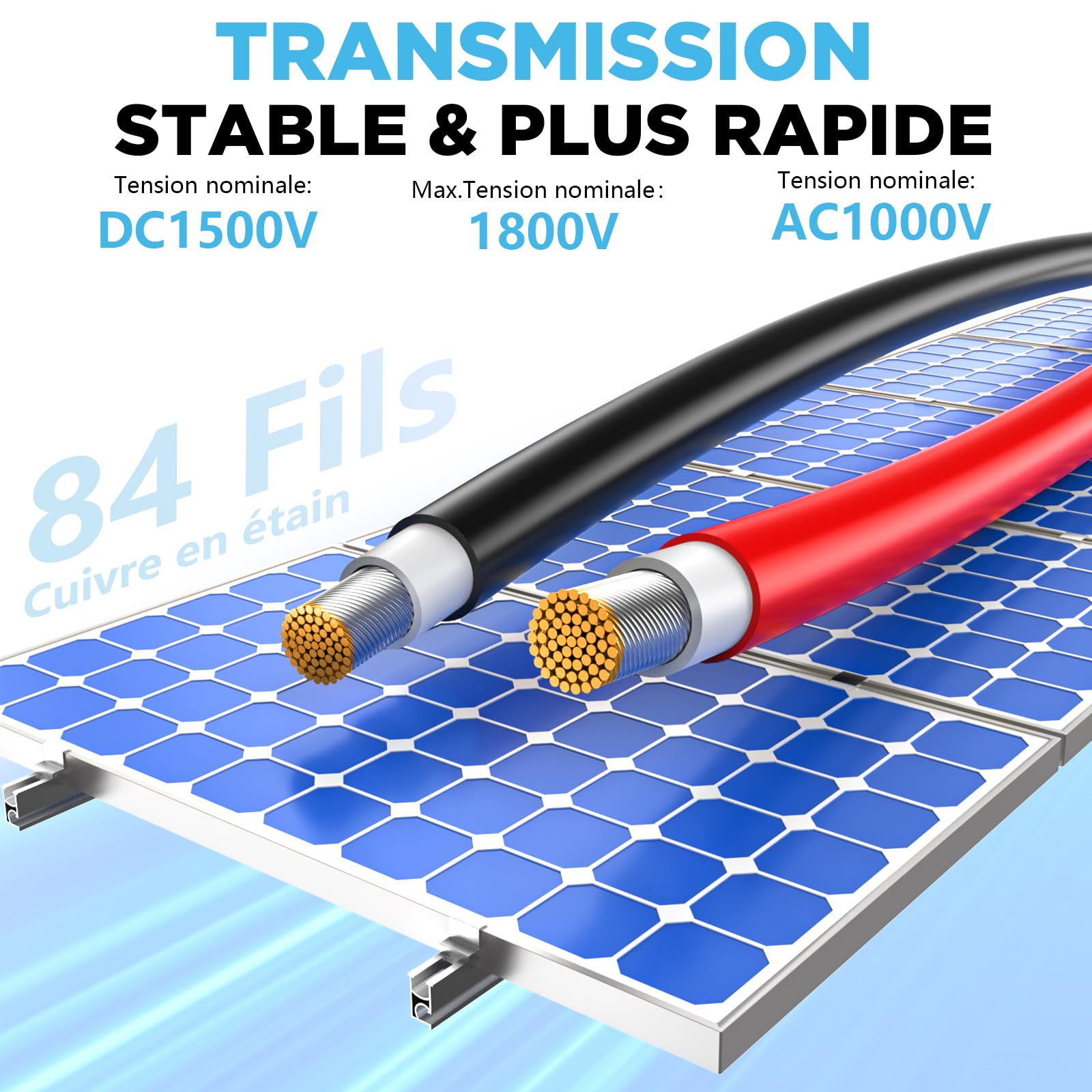Oududianzi Cable Solaire 6mm2 30m, Rallonge Cable Panneau Solaire 10/15/20/30/50m, Câble Photovoltaïque 6mm2 pour Panneaux Solaire Onduleurs et Régulateurs de Charge (2x30m 6mm²)