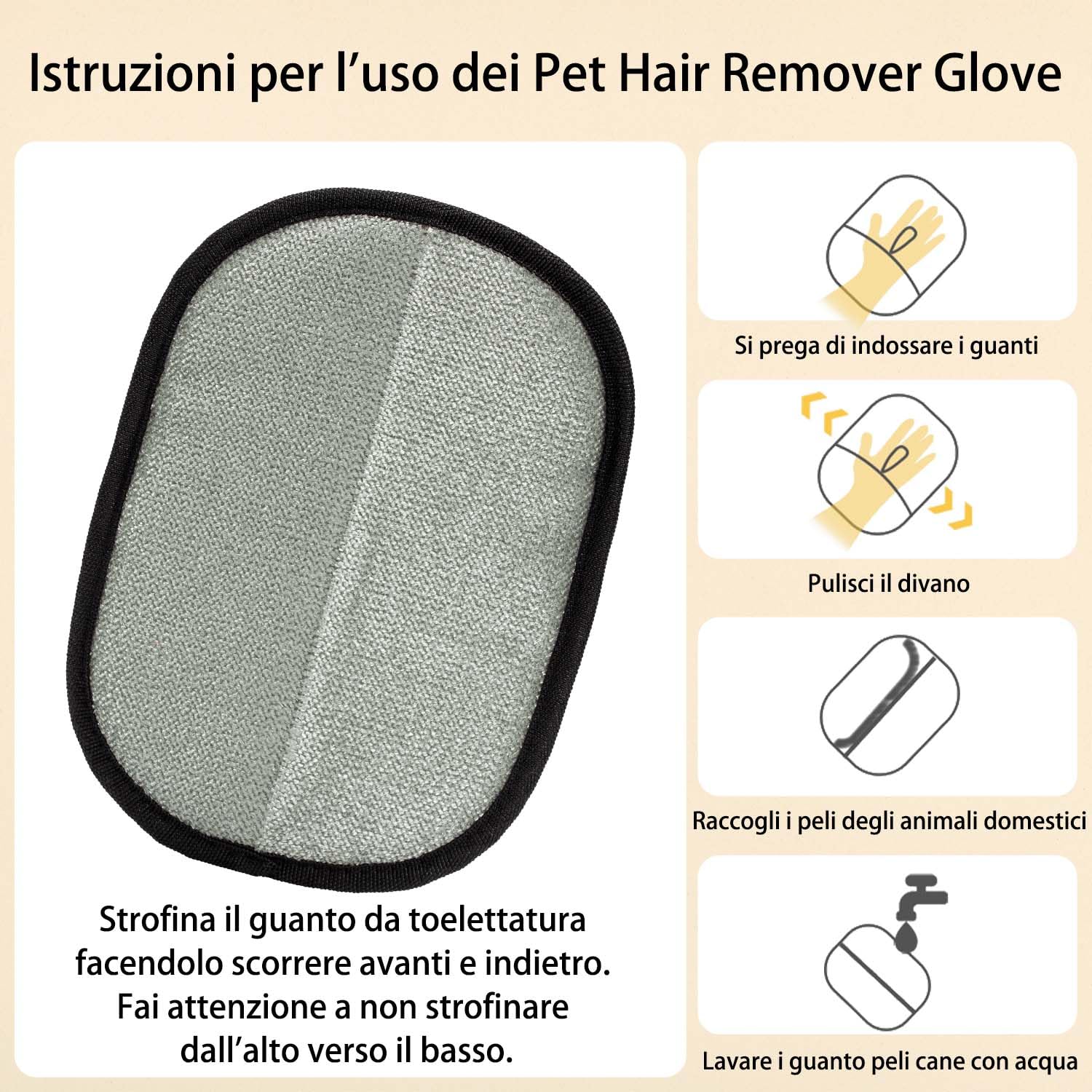 Kunoli 2 Guanti per Animali Domestici, per la rimozione dei peli di Animali Domestici, per Il Lavaggio dei peli di Animali Domestici, per la Pulizia dei tappeti e dei divani