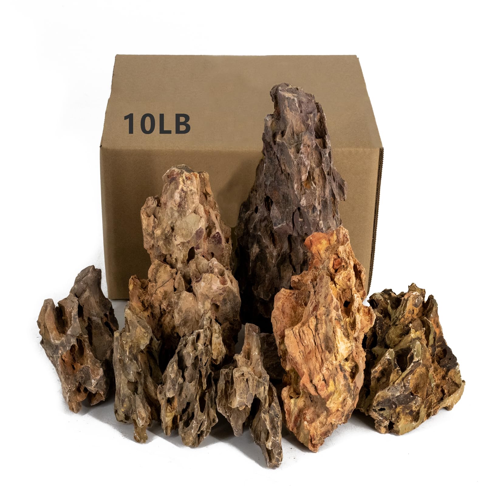 Dragon Rocks Aquariums Stones Natural Rocks for Aquascaping, Aquariums, Terrariums, Vivariums Decorative Stone,Reptile Enclosures,Paludariums,and Gardens-10LB(2 to 7 inch)