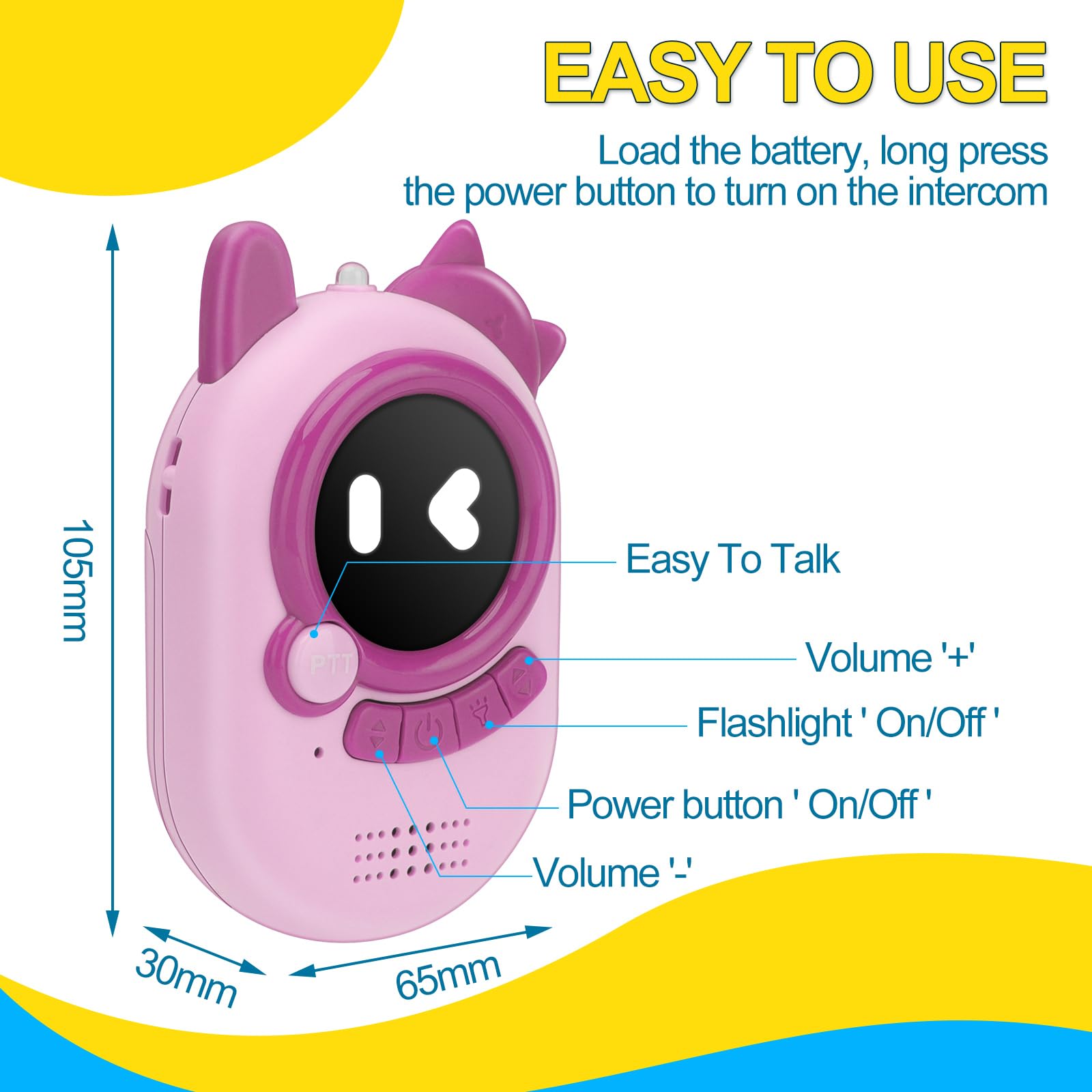 M300 Walkie-Talkie Bambini Trasmette A una Distanza,Carino Walki Tolkie Portatile,Regali Ricetrasmittenti Che Piacciono sia ai Ragazzi che Alle Ragazze,Regalo Bimba 3/4/5/6/7/8/9/10/11/12 Anni