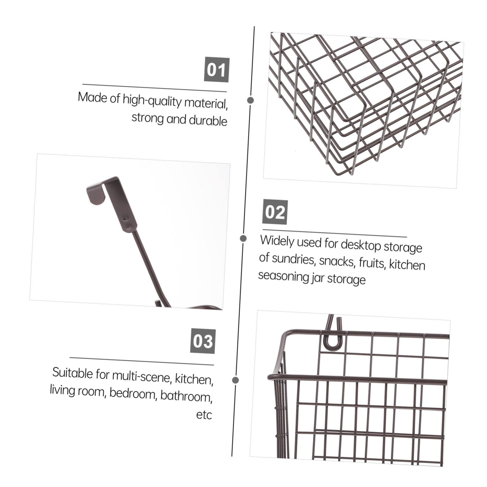 POPETPOP Cesta de Almacenamiento Colgante para Cocina en Hierro Negro, Estante Organizador Ahorrador de Espacio Diseño Elegante y Apariencia Simple para Hogar