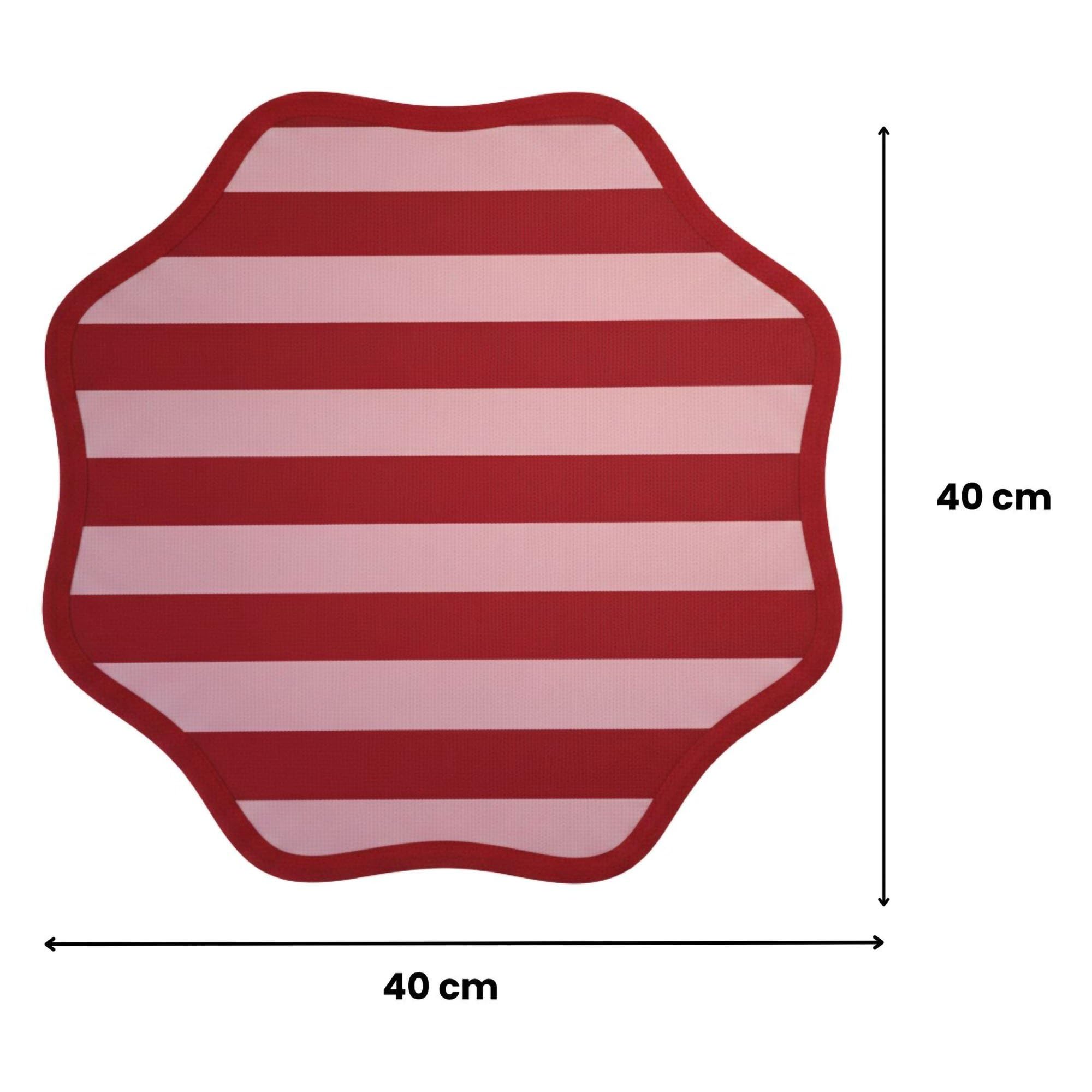 Dmora Tovaglietta Americana Riverton 40x40 cm Rosso set da 2, Bordo Ondulato, Fantasia a Righe Lavabile, Made in Italy
