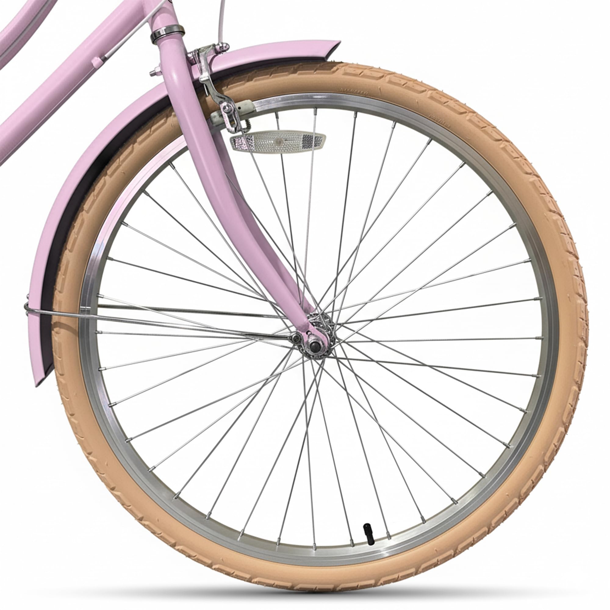 CYBIC bici da città 24/26'' per donna, stile retrò, 7 velocità, telaio leggero in alluminio con cestino in rattan, ideale per pendolari e uso urbano (Pollici, 26, Rosa, Pollici, 16)