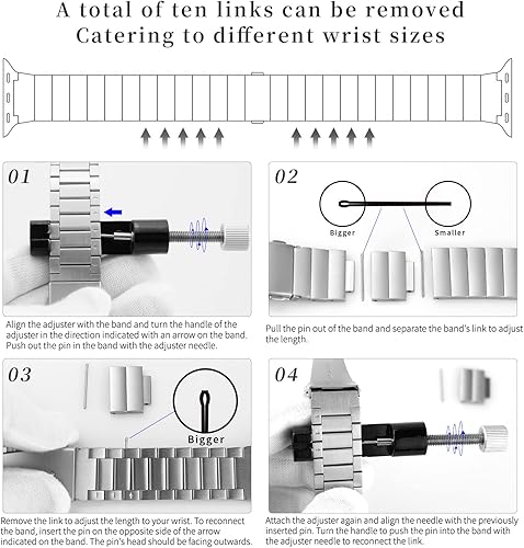 Miniatura 6 de Correa de acero inoxidable para Apple Watch Ultra Band 1.929 in, correa de metal para iWatch 8 Ultra 1.929 in Series Banda de reloj de gama alta