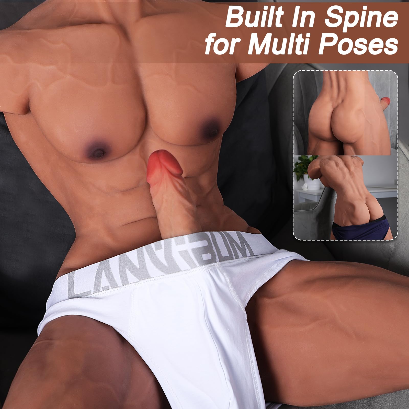 35LB Male Sex Doll with Big Penis for Women, Huge Dildo Torso Sex Doll with Realistic Anal Hole for Gay Men, Adult Sex Toy Half Body with Muscle Abs and Legs for Felmale