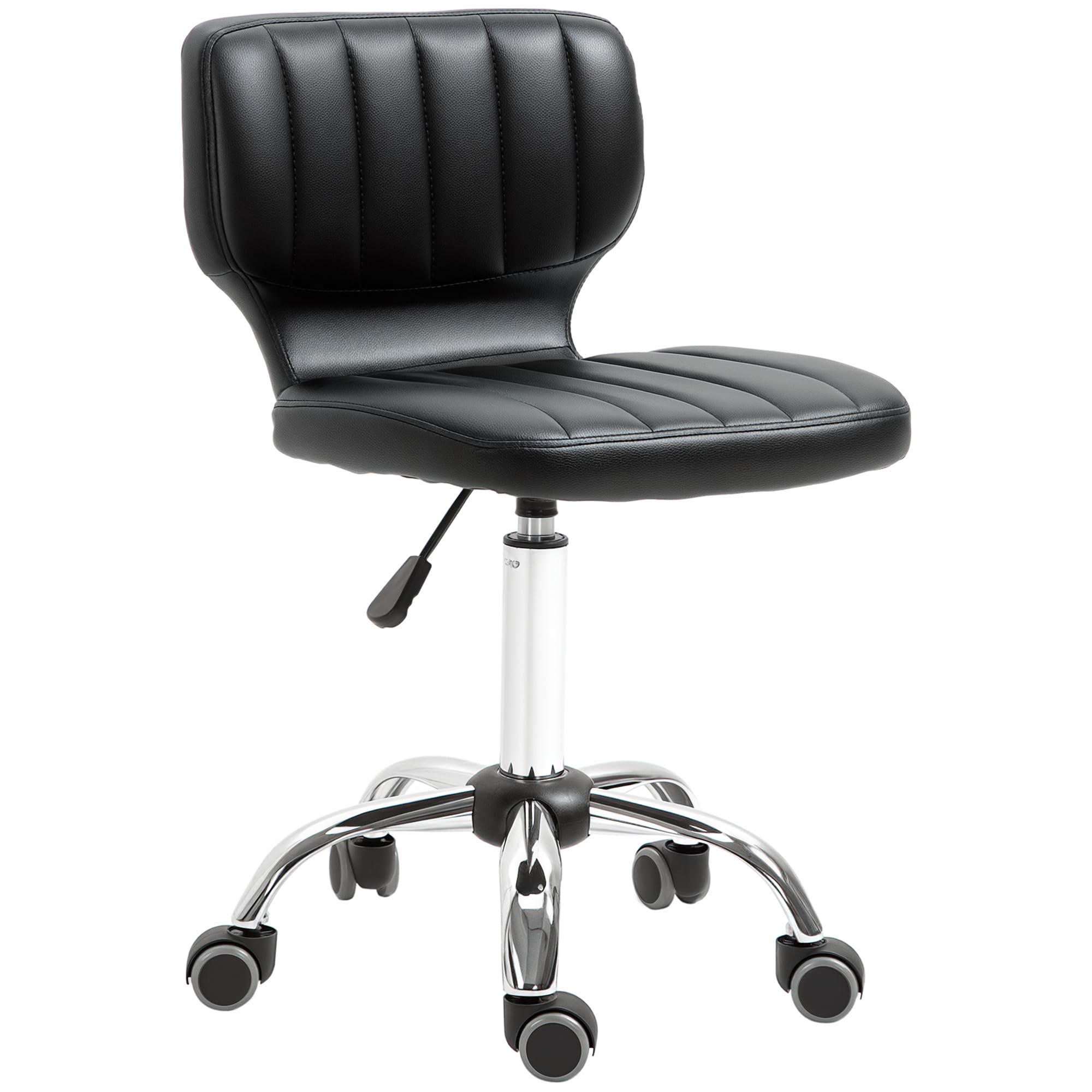 HOMCOM Tabouret de Travail pivotant 360° réglable 47-62 cm Noir métal chromé