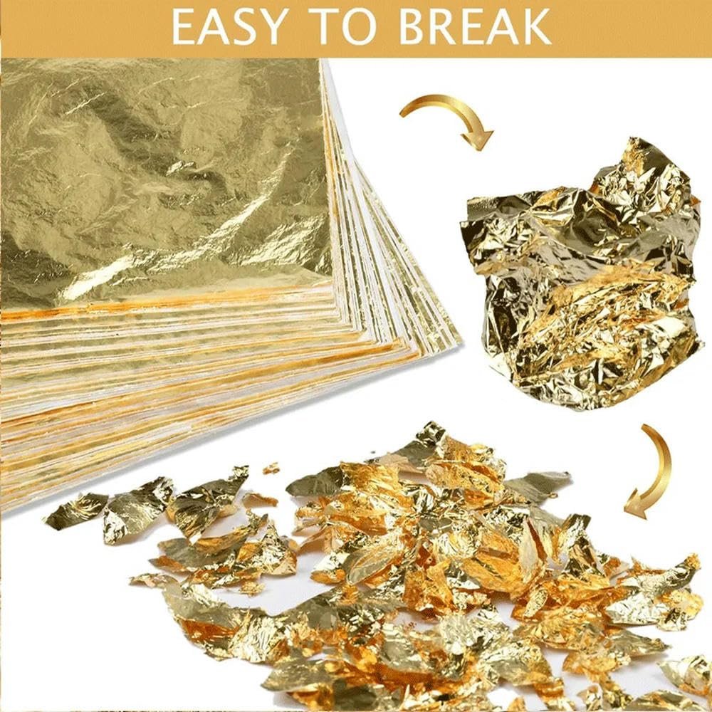100-1000 Hojas de láminas de imitación de Pan de Oro para Manualidades, decoración de uñas, moldes de Silicona y Resina, fabricación de Joyas, Rellenos y decoración de Manualidades.