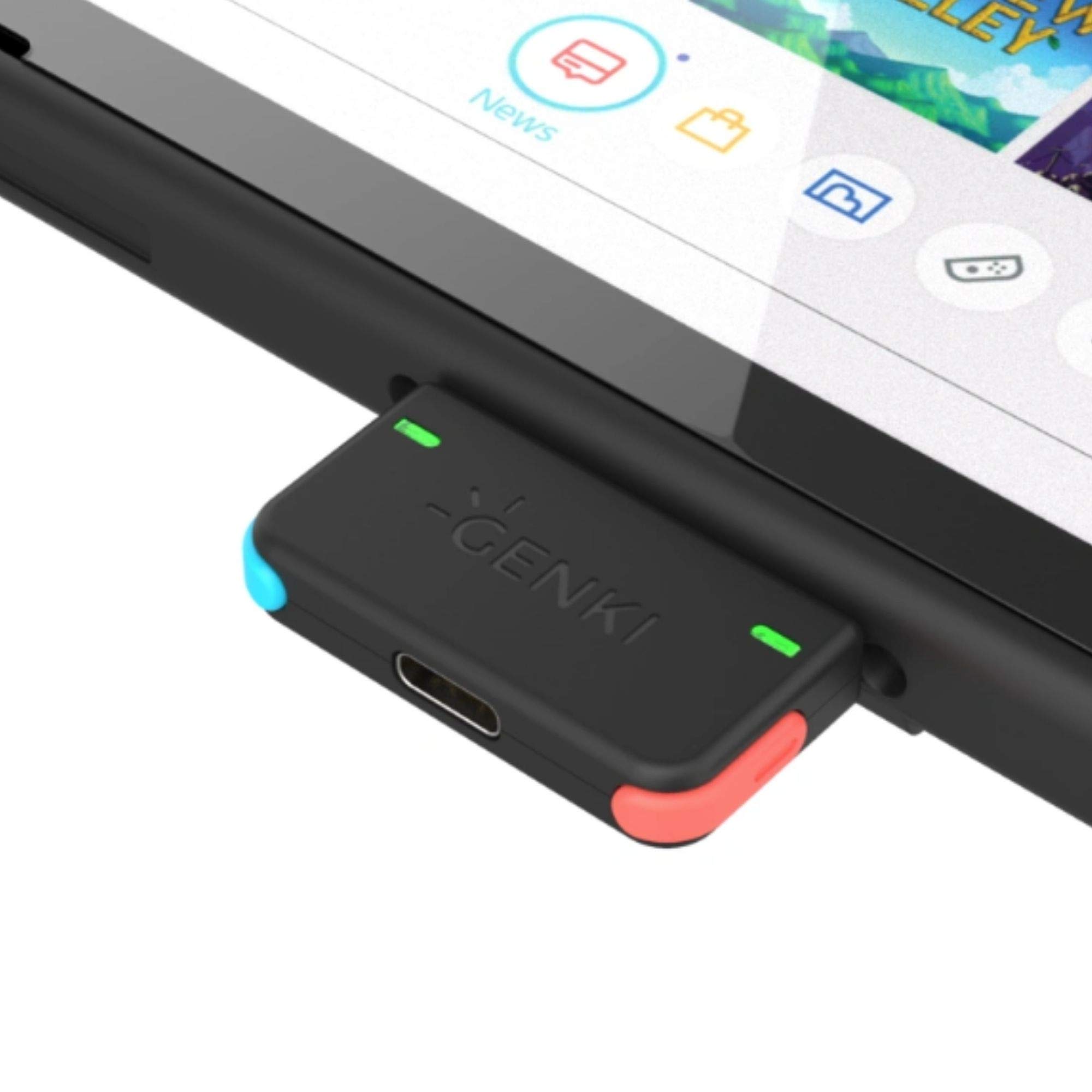 Genki Bluetooth Audio Adapter for The Nintendo Switch (Neon Blue red Buttons)