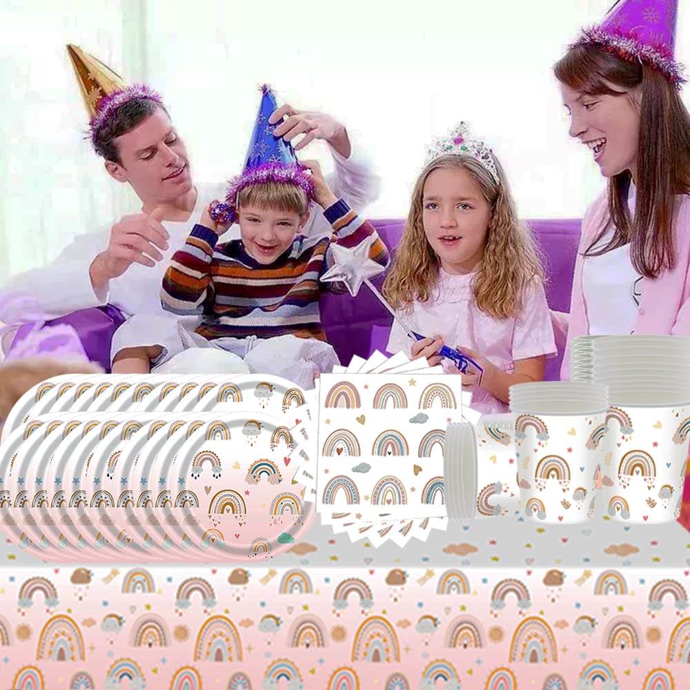 61Stück Janice Bohemian Party Tableware, di carta Party Tableware Set, tra cui tovaglia piatti tazze tovaglioli per compleanno, matrimoni, anniversario (20 ospiti