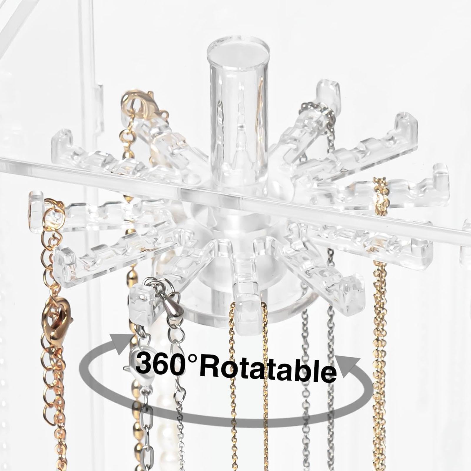 Présentoir Rotatif Transparent pour Colliers, Idéal pour Une Table de Dortoir Ou Un Comptoir.