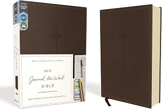 Zondervan NIV Journal the Word Bible, Brown Leathersoft, Red Letter Comfort Print - Note-Taking, Art & Reflection Margins