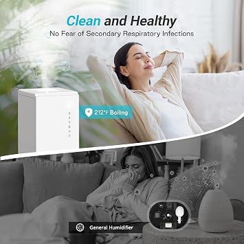 Livatro 6L Stainless Steel Humidifier for bedroom with Warm Mist Steam