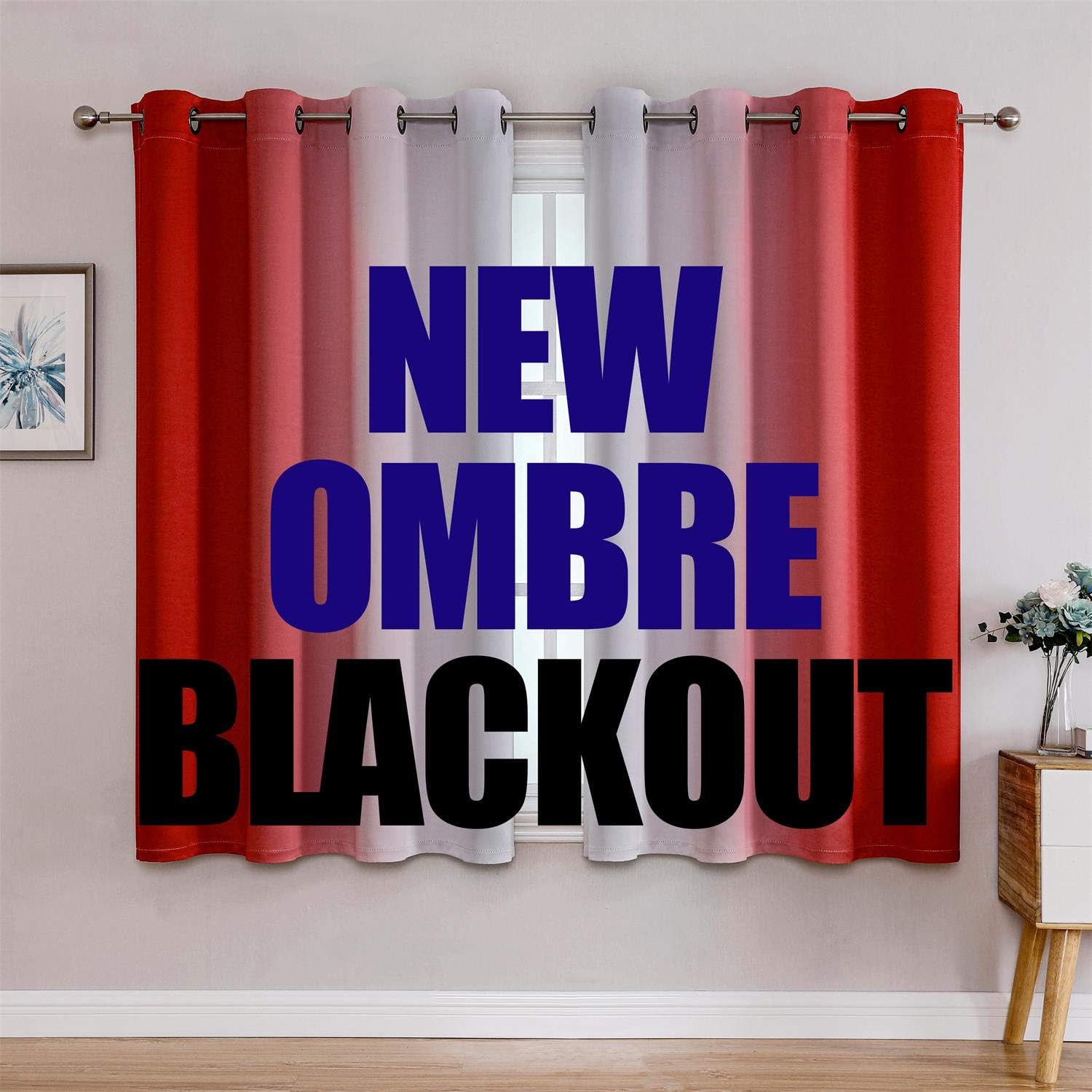 G2000 Blackout Curtains & Drapes for Bedroom Living Room 63 Inch Length Red and Greyish White Room Darkening Window Treatments Ombre Thermal Insulated Light Blocking Grommet Backdrop Curtains 2 Panels