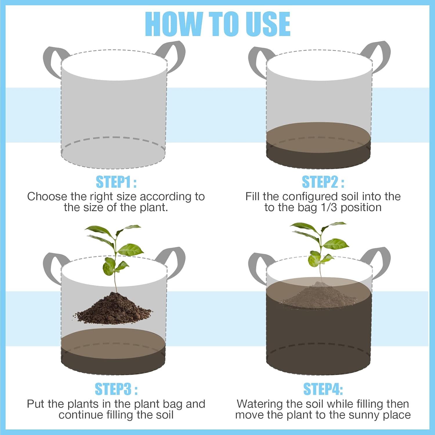 45 Pack Grow Bags Aeration Fabric Planter Pots Nonwoven Grow Bags with Handles Black Plant Container Bucket for Garden Planting Vegetable Flower Potato (3 Gallon) - Image 5