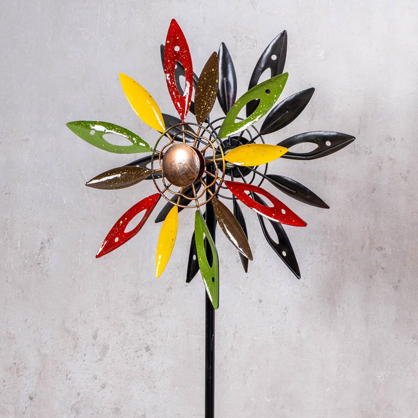 Gartenstecker Metall Windrad H120cm Blume Bunt Gartendeko Windmühle Windspiel Garten Metallstecker Blumenstecker Metallblume