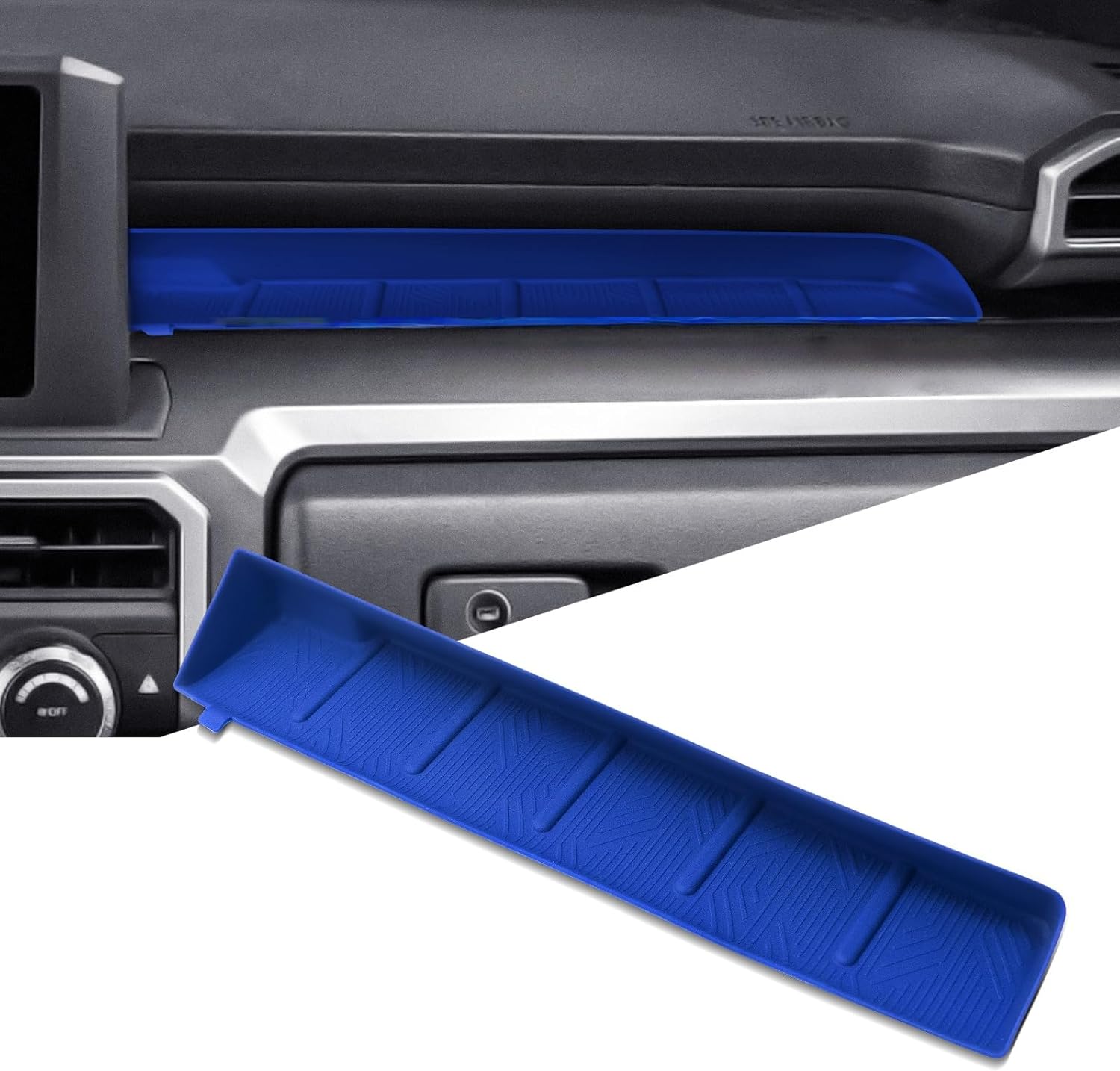 1pc Custom Silicone Liner Pad for Toyota Tacoma 2024 2025 2026 Crew Cab Interior, Co-Pilot Passenger Dashboard Organizer Tray Insert, Fits Tacoma 4th Gen Accessories (Blue)