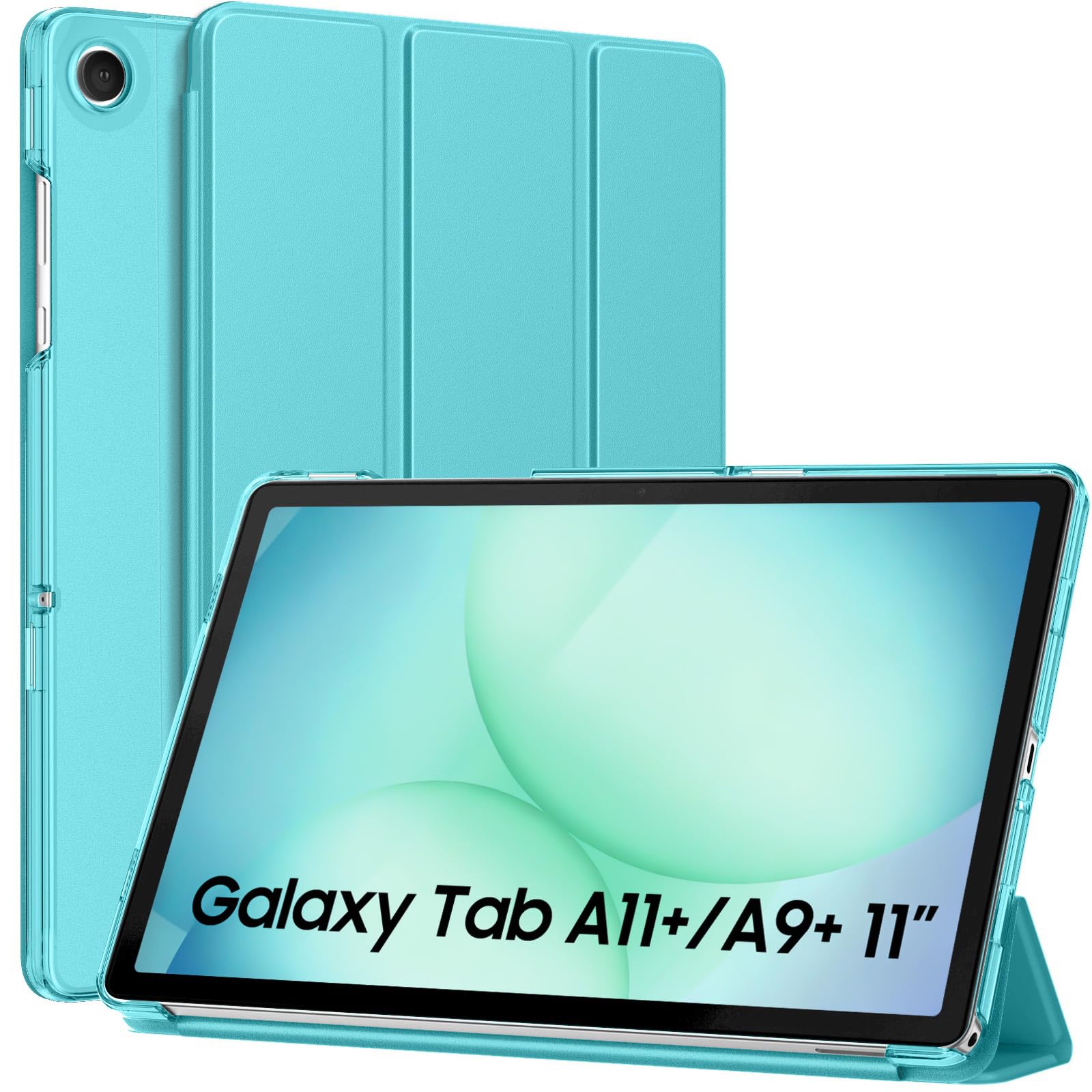 MoKo Slim Case for Samsung Galaxy Tab A11+ Plus/ A9+ Plus 11 Inch, Azure | Smart Stand Hard PC Translucent Back Shell Cover for Galaxy Tab A11+/A9+ Tablet, Auto Sleep/Wake, 2 Adjustable Angle