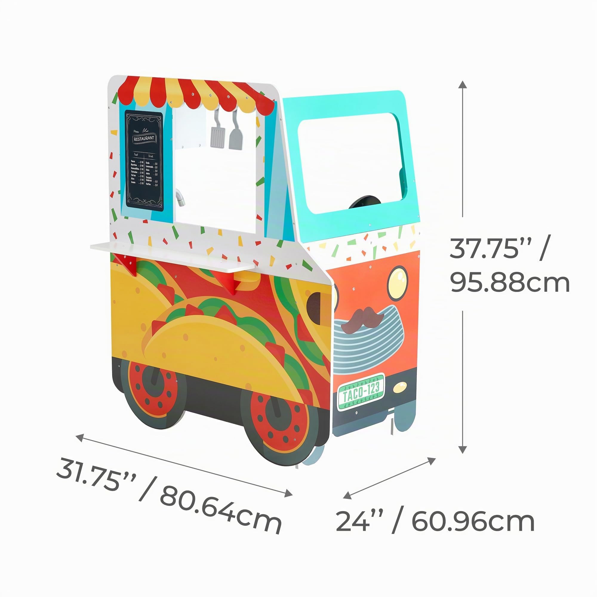 Teamson Kids Food Truck en Bois, Cuisine de Jeu pour Enfants, Camion Taco Ludique | Camion Taco Ludique