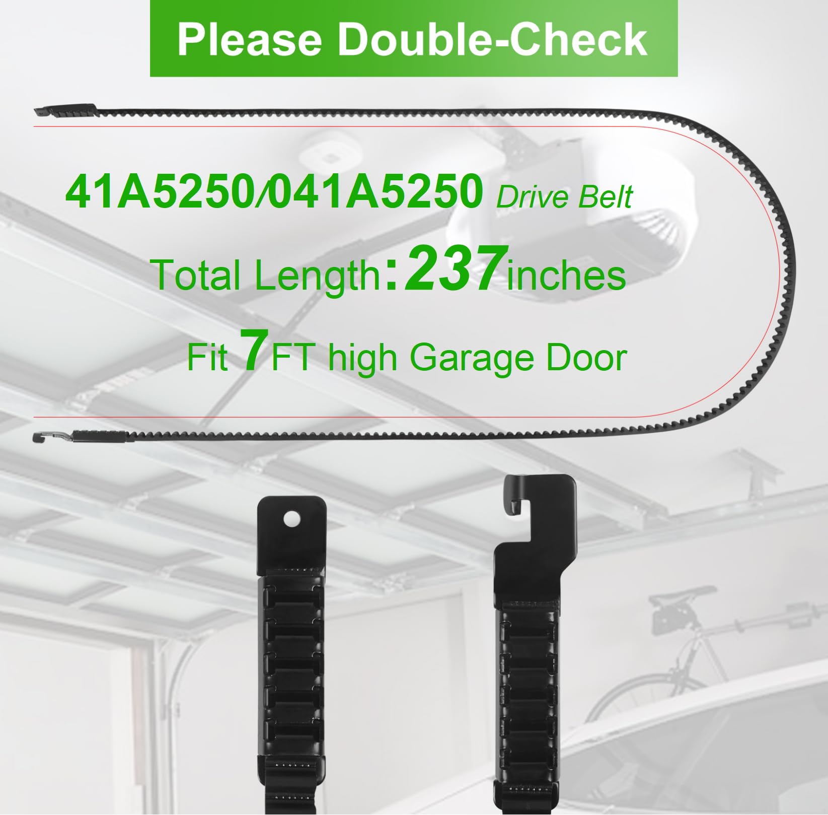 41A5250 Drive Belt 237'' for 7FT Garage Door Stable and Quiet 041A5250 Belt Replacement Compatible with Chamberlain Liftmaster Craftsman Sentex Whisper Openers (41A5250 7FT Garage Door Belt) — Amazon image 6