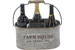 Deco 79 Metal Galvanized Farm House 6 Bottle Wine Caddy