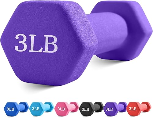 Miniatura 22 de Portzon - Juego de 2 mancuernas de neopreno, pesas para mano, antideslizantes, no ruedan Azul oscuro,Rosado,Rojo