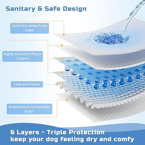 Miniatura 56 de Pañales reutilizables para perras, paquete de 3 pañales lavables altamente absorbentes, pañales flexibles para perritos, a prueba de fugas, pañales