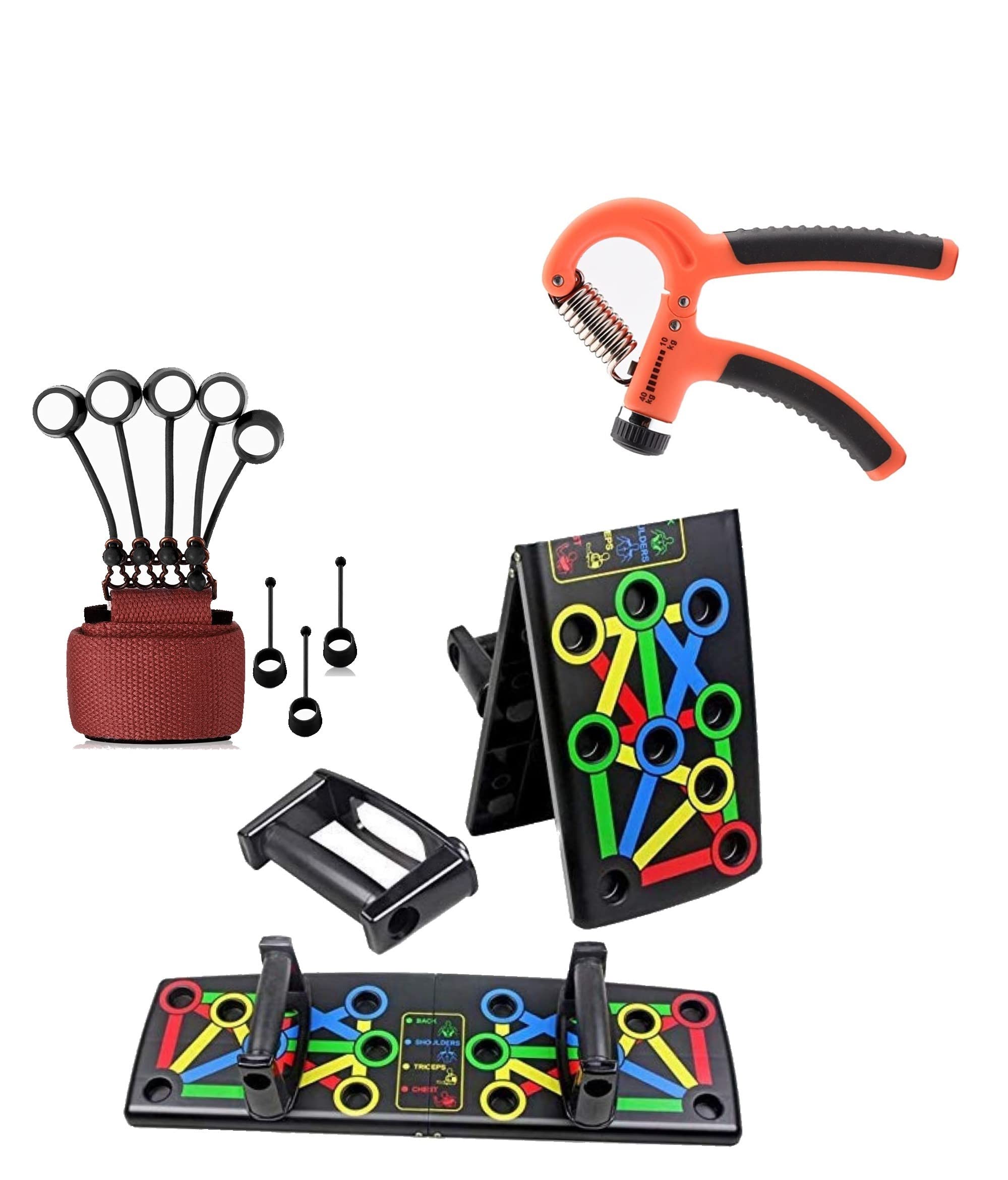 SUREFIT ; Your best Fit Forward Tummy Push Up Board System - 15 in 1 Body Building Exercise Tools, Hand Grip, Finger Gripper Combo Pack - Workout Push Up Stands, Training System for Men and Women